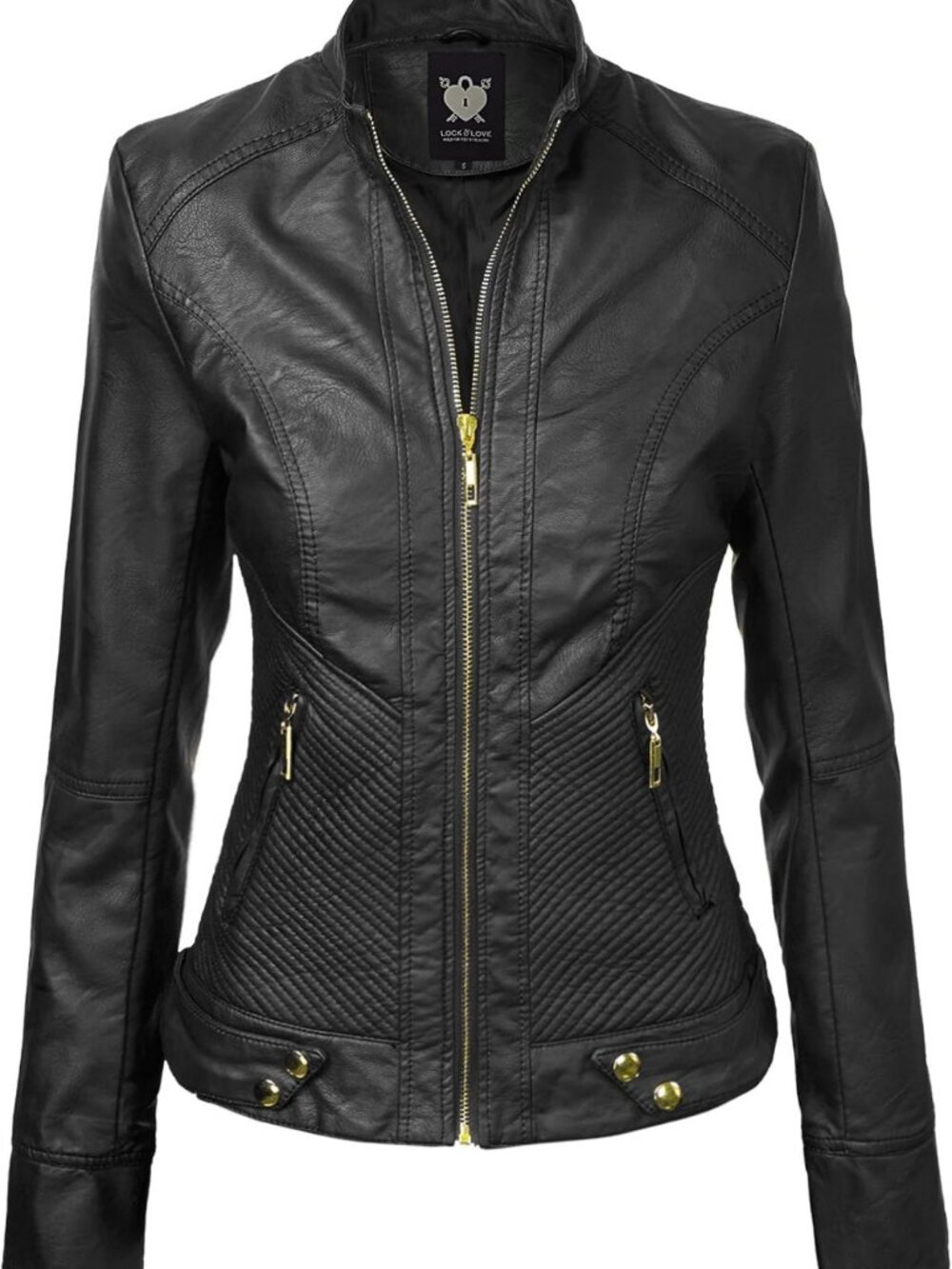 Chic Slim Fit Vegan Leather Moto Jacket for Women - Stylish Biker Coat